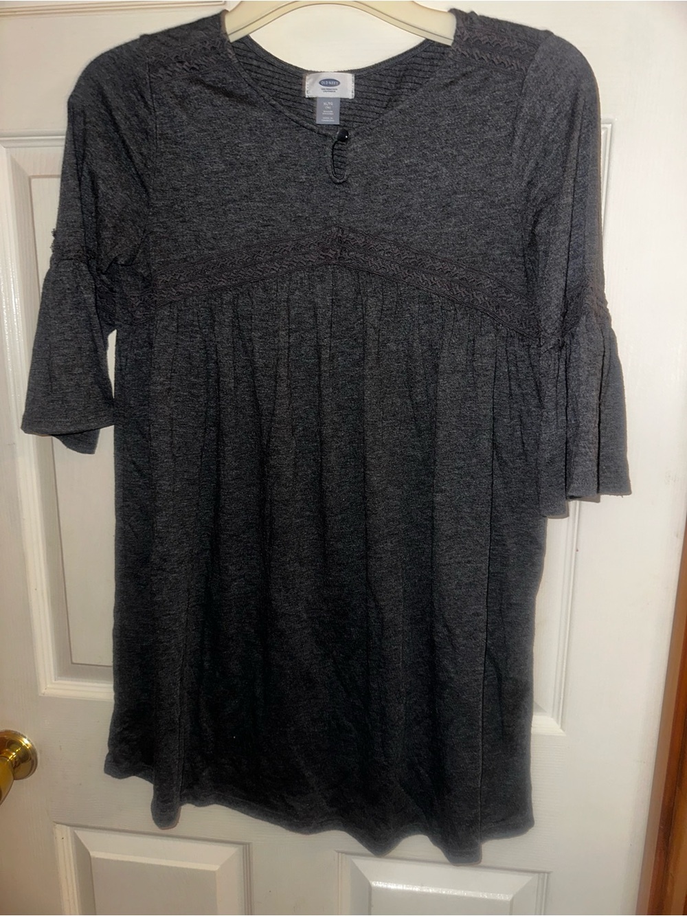 Old Navy Charcoal Gray Midi Knit Babydoll Dress